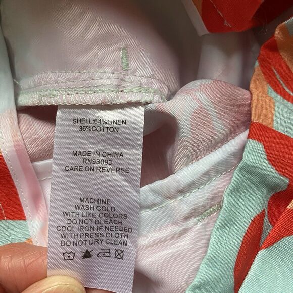 Tyler Boe Women Linen Paper Bag Shorts S/4 Floral Pleated Front High Rise Beach - Picture 8 of 8